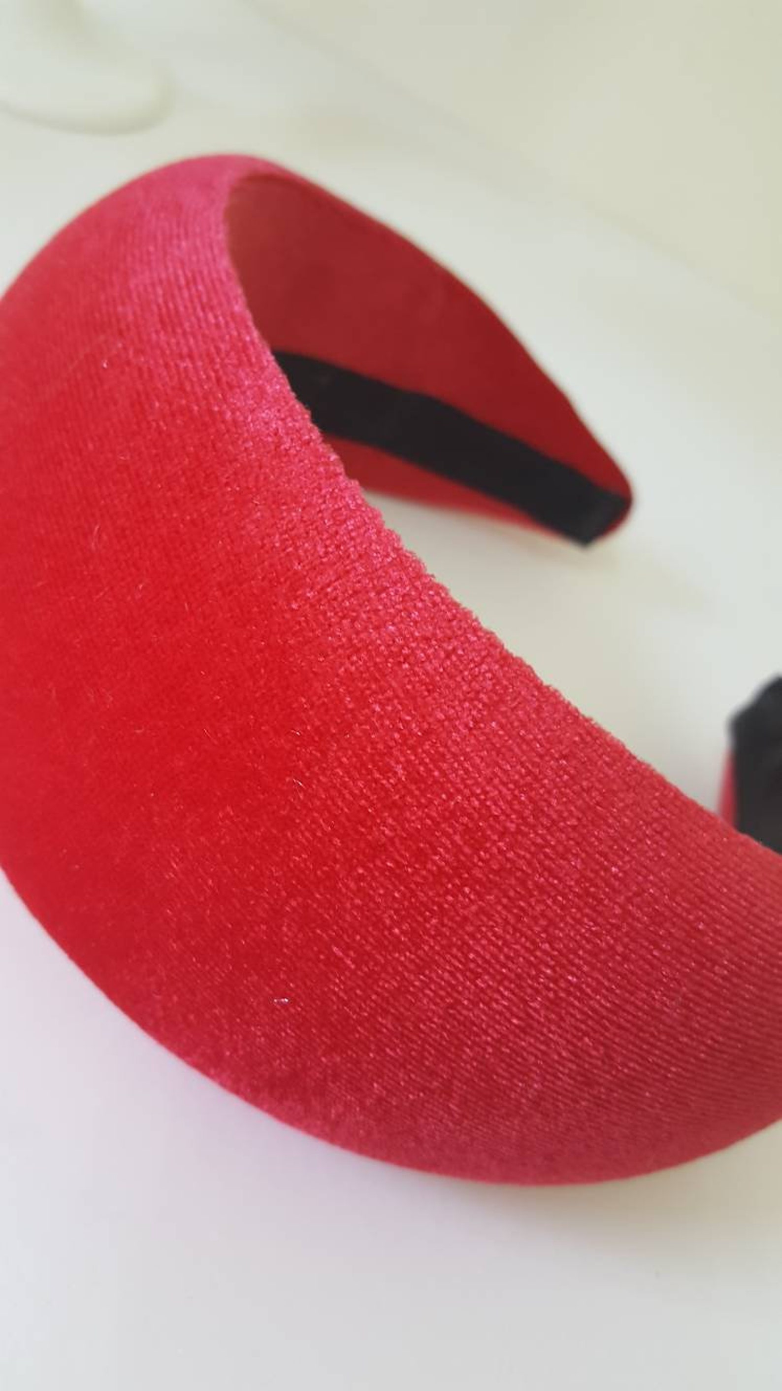 Red headband Extra wide headband velvet headband Padded | Etsy