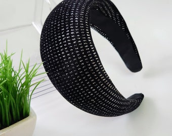Black velvet thick headband for women, Extra wide hair accessories Kate Middleton
