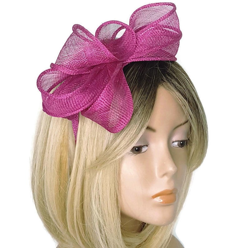 Pink Magenta modern headpiece for wedding small elegant fascinator image 6