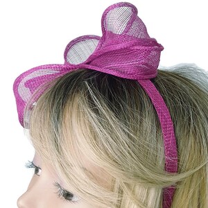 Pink Magenta modern headpiece for wedding small elegant fascinator image 7
