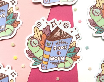Bookworm Vinyl Sticker, Book Lover Laptop Sticker, Book Magic Sticker, Cup Sticker