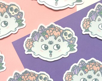 All Seeing Pup Vinyl Sticker, Cute Puppy Laptop Sticker, Magic Puppy Planner Sticker, Cup Sticker