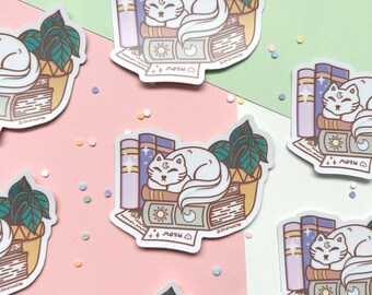 Magic Cat Vinyl Sticker, Magic Books Laptop Sticker, Cat Planner Sticker, Cup Sticker