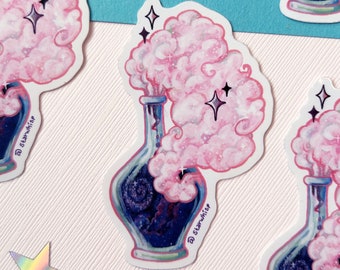 Magic Galaxy Bottle Vinyl Sticker, Galaxy Laptop Sticker, Magic Bottle Sticker