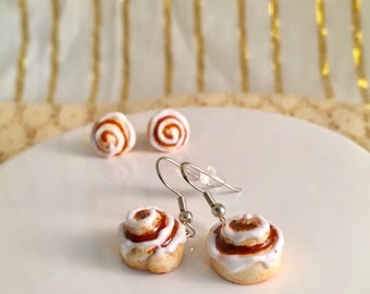 Cinnamon Bun Earrings, Cinnamon Roll Earrings, Cinnamon Bun Necklace