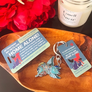 PET EMERGENCY CARD & key tag - in case of emergency - contact card - my pets are home alone - dog home alone - cat home alone - plastic