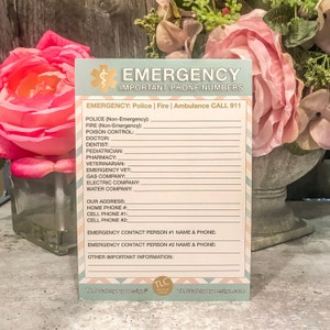EMERGENCY CONTACT CARDS Magnetic Sleeve Home Alone 5.5” x 7.5” - safety list for parents, pet owners, babysitters, grandparents, dorm rooms