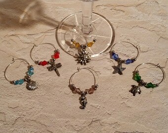 Wine Charms - Set of 6 Beach Theme - WC-006