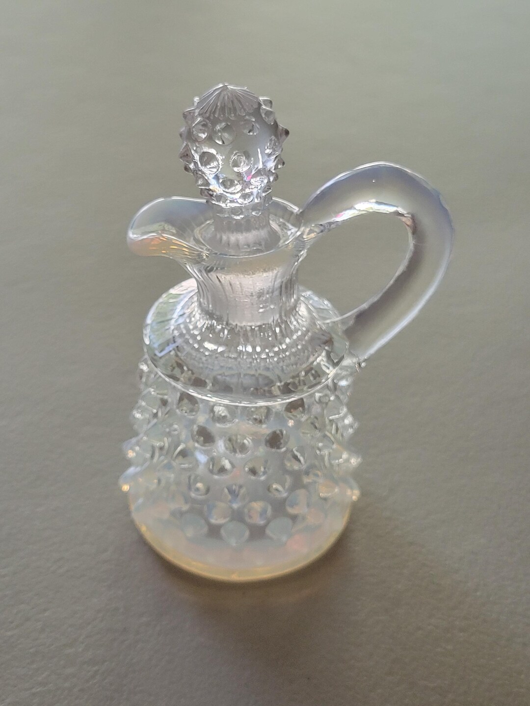 Vintage Fenton White French Opalescent Hobnail Moonstone Cruet With ...