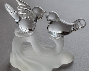 Baccarat France Crystal LOVE BIRDS Doves Figurine Clear 2.5”H X4