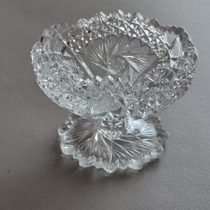Vintage EAPG Pressed Glass Pattern of the Stars Pedestal Compote Bowl Sawtooth
