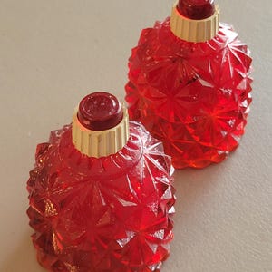 Vintage Pair of 2  LE Smith Ruby Red Amberina Votive Candles