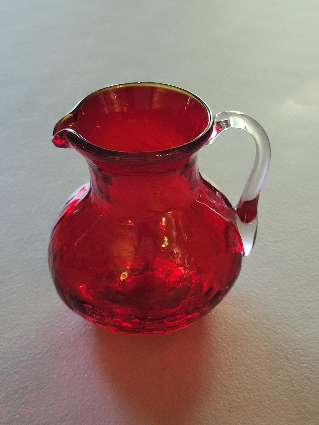 Ruby Pitcher Vintage Ruby Red Crackle Glass Creamer Pitcher, Hand Blown Glassware - Etsy