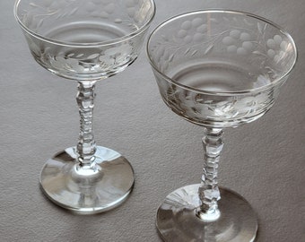 Pair of Libbey Rock Sharpe Crystal Champagne Glasses