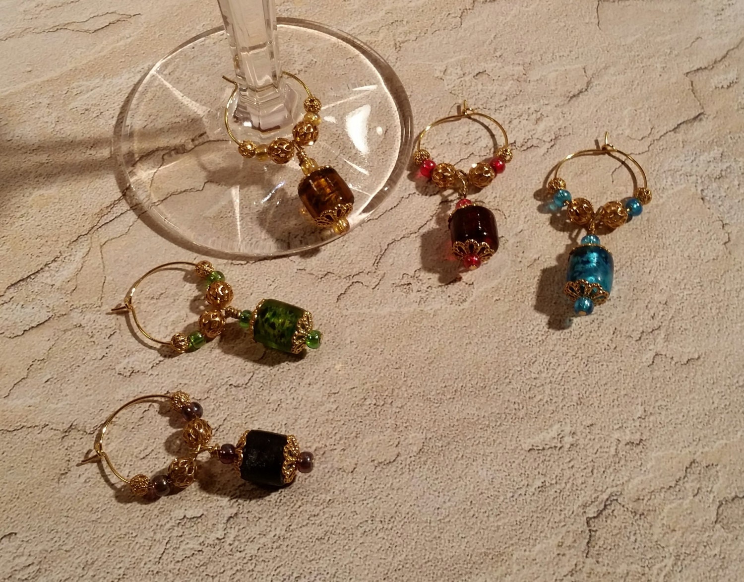 Wine Charms Set of 5 Gold Filigree WC004 Etsy Australia