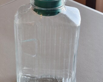 Vintage Anchor Hocking Bistro Juice/Water Pitcher with Teal Rubber Cover/Lid