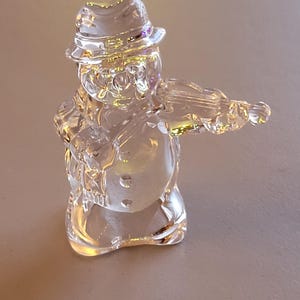 Vintage Mikasa Clear Lead Crystal Frosty the Snowman Choir Violin Heavy Figurine