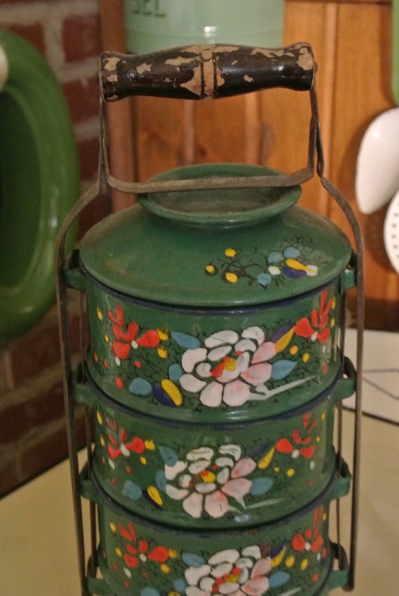 Vintage Graniteware Lunchbox Stackable Lunchbox !… - image 3