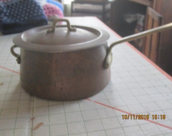 French Country Copper Saucepan with Lid Vintage Pan