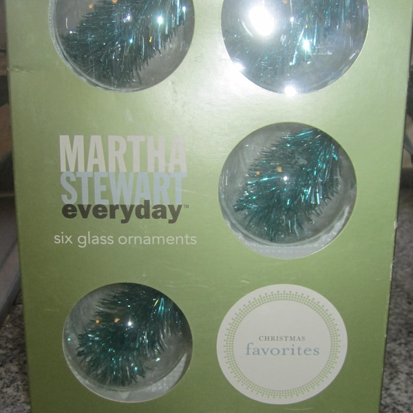 Martha Stewart Glass Christmas Ornament Pine Sprig Inside NOS Original Box