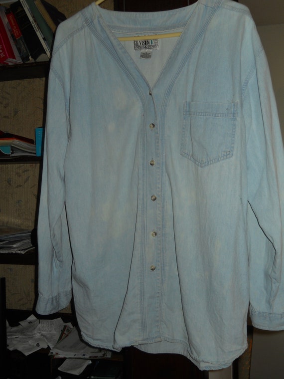 Vintage Chambray or Denim Shirt with Applique - image 6
