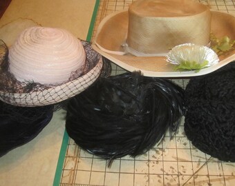 Vintage Hats Lot of Vintage Hats Persian Lamb Hat Black Feather Hat !!SALE!!