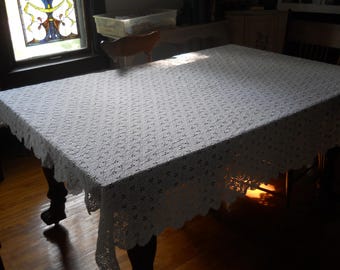 Hand Crocheted Tablecloth Vintage Tablecloth