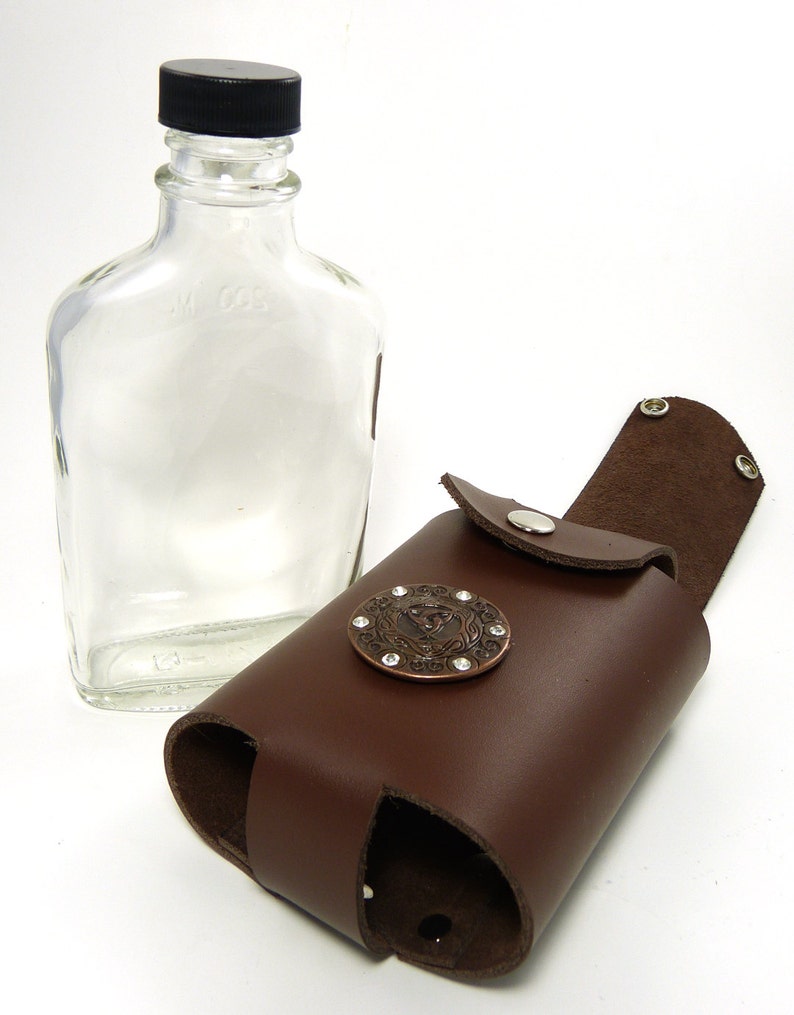 Brown leather flask case leather bottle holder belt flask Etsy