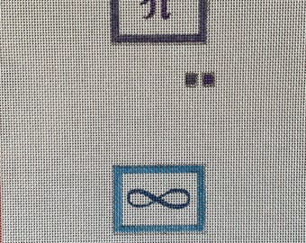 Tiny Needlepoint Canvases: Pi & Infinity Math Symbols, Hand Painted, 2 Frames Included