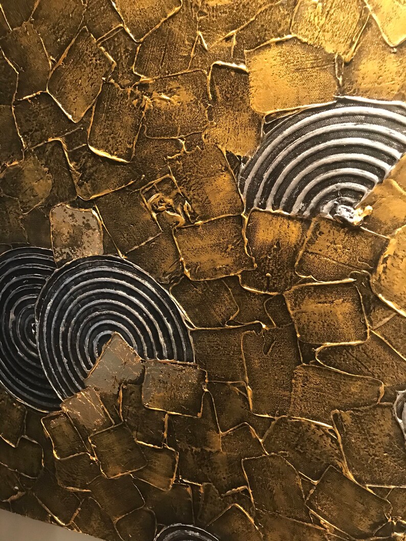 Modern Metallic Art Silver Gold Sculpture on Canvas Wall Art Etsy