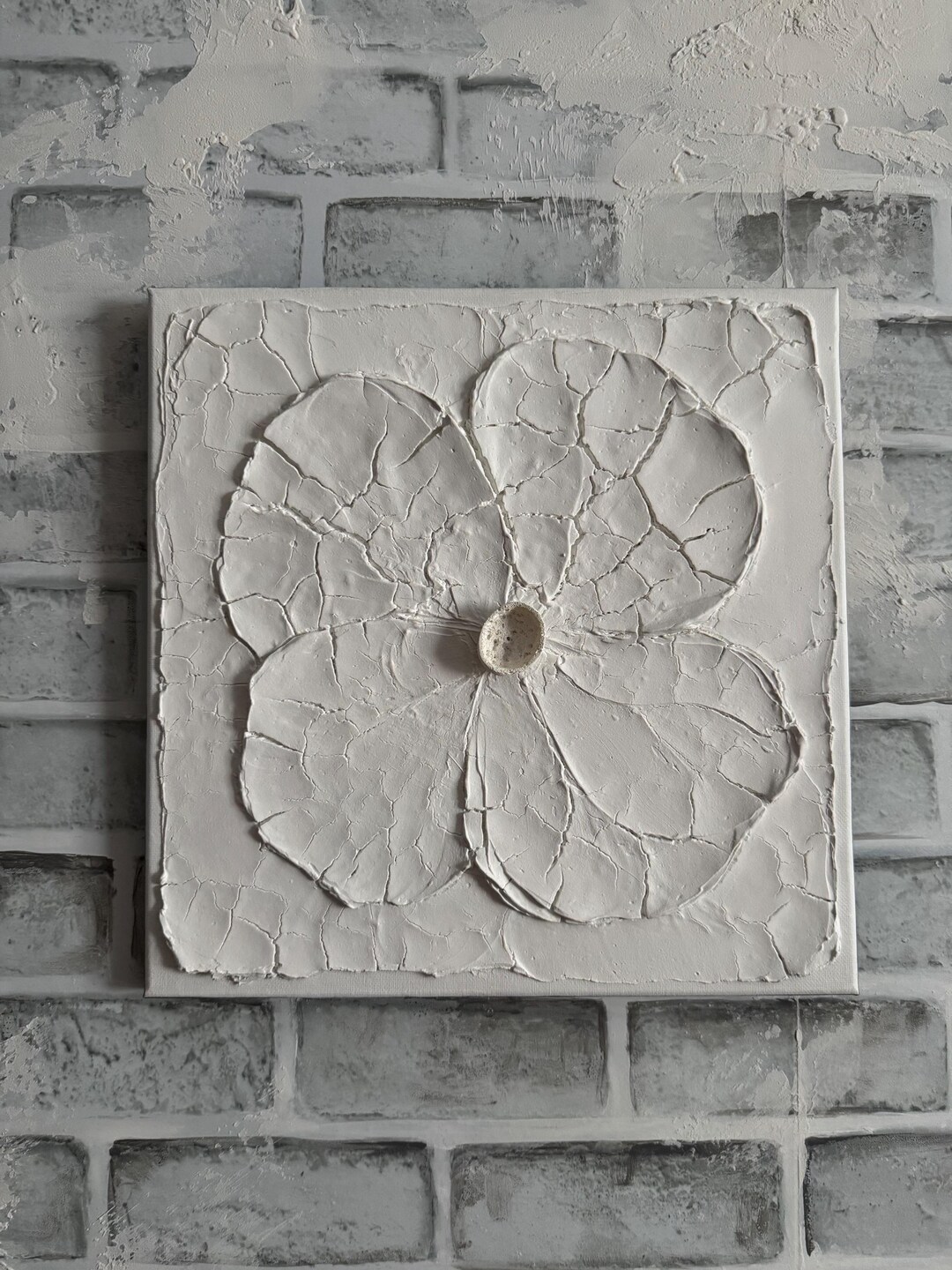 3D Plaster Flower Wall Art: Textured Floral Canvas Sculpture (12x12) - Etsy