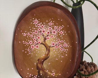 3D Cherry Blossom Tree Painting: Textured Plaster Sakura Art