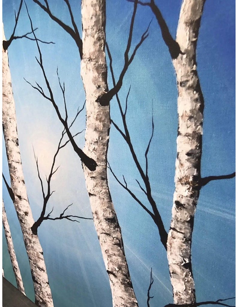 Birch Tree Painting Art Print Original Abstract Canvas Print Etsy