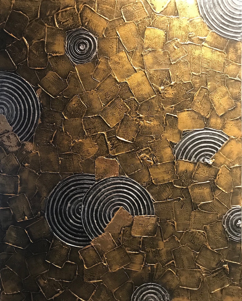 Modern Metallic Art Silver Gold Sculpture on Canvas Wall Art Etsy