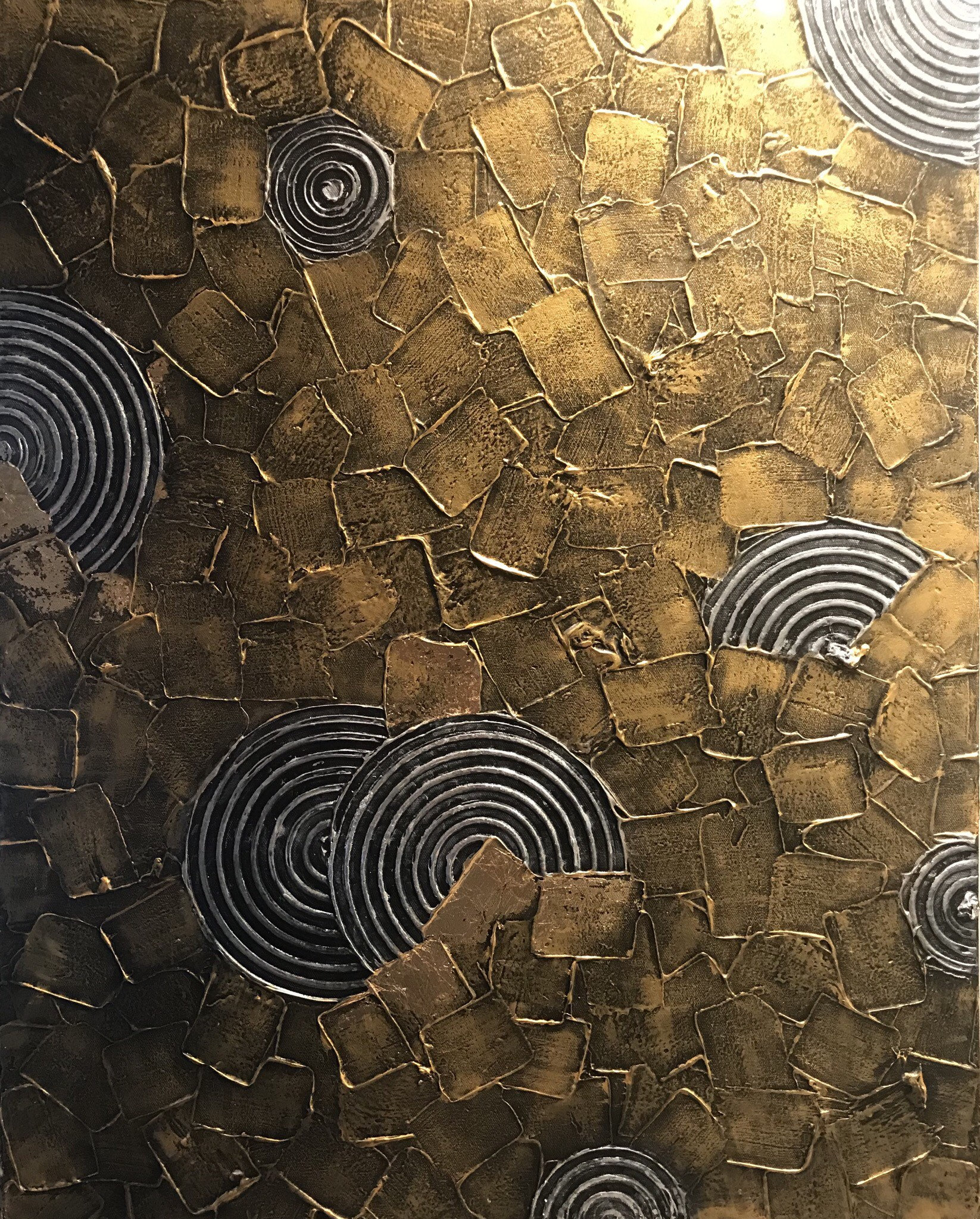 Modern Metallic Art Silver Gold Sculpture on Canvas wall art Etsy