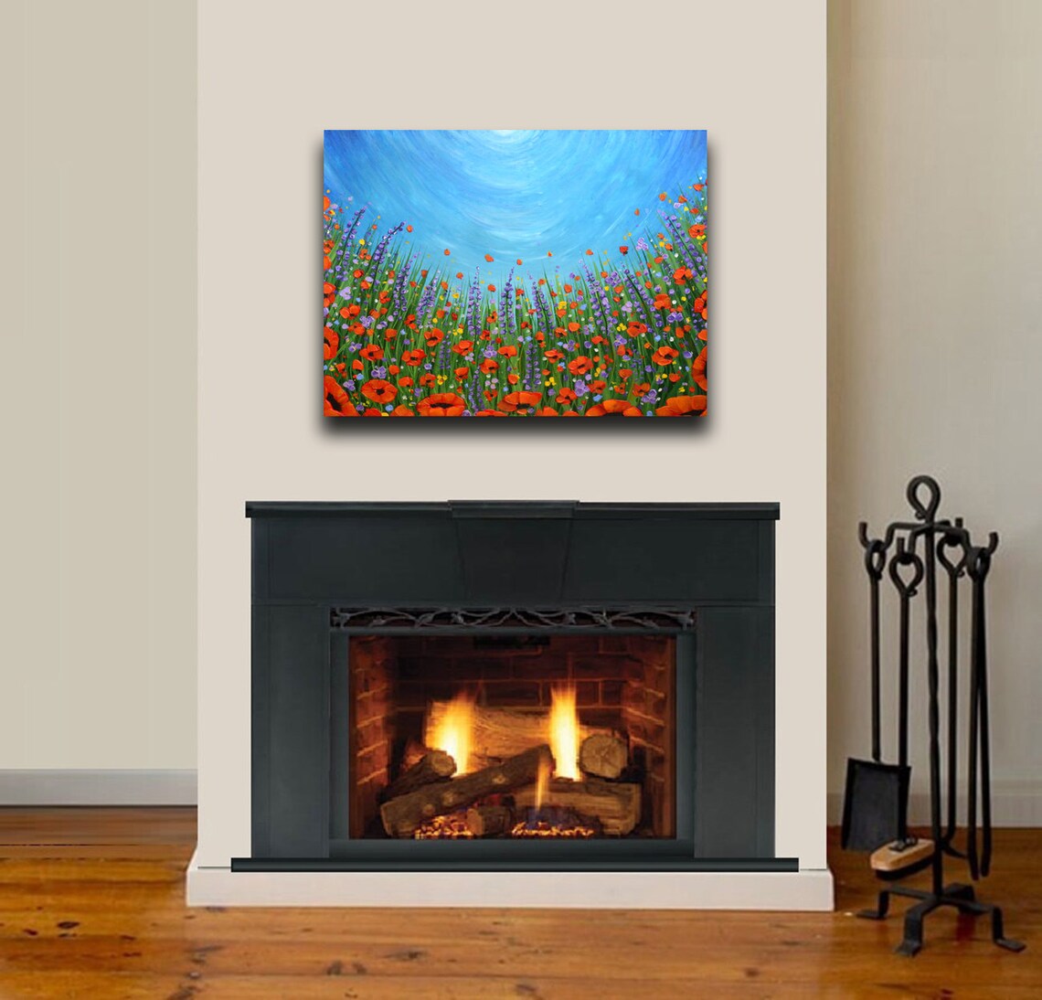 Red Poppy Field Painting: Textured Floral Wall Art (30x24) - Etsy
