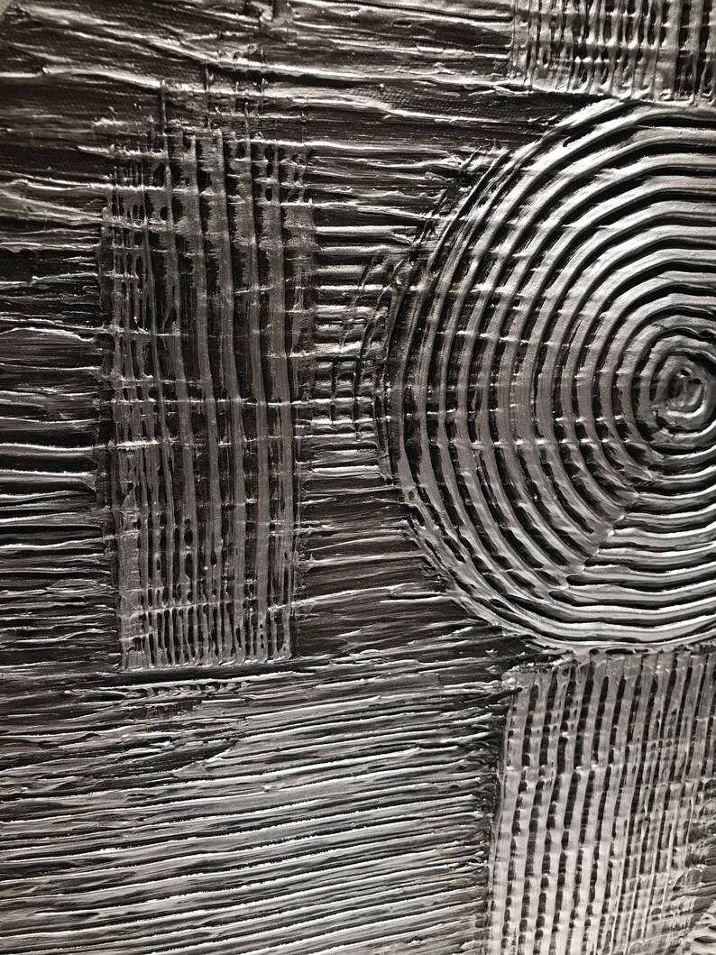 Metallic Silver Abstract Painting Impasto Modern Textured Etsy
