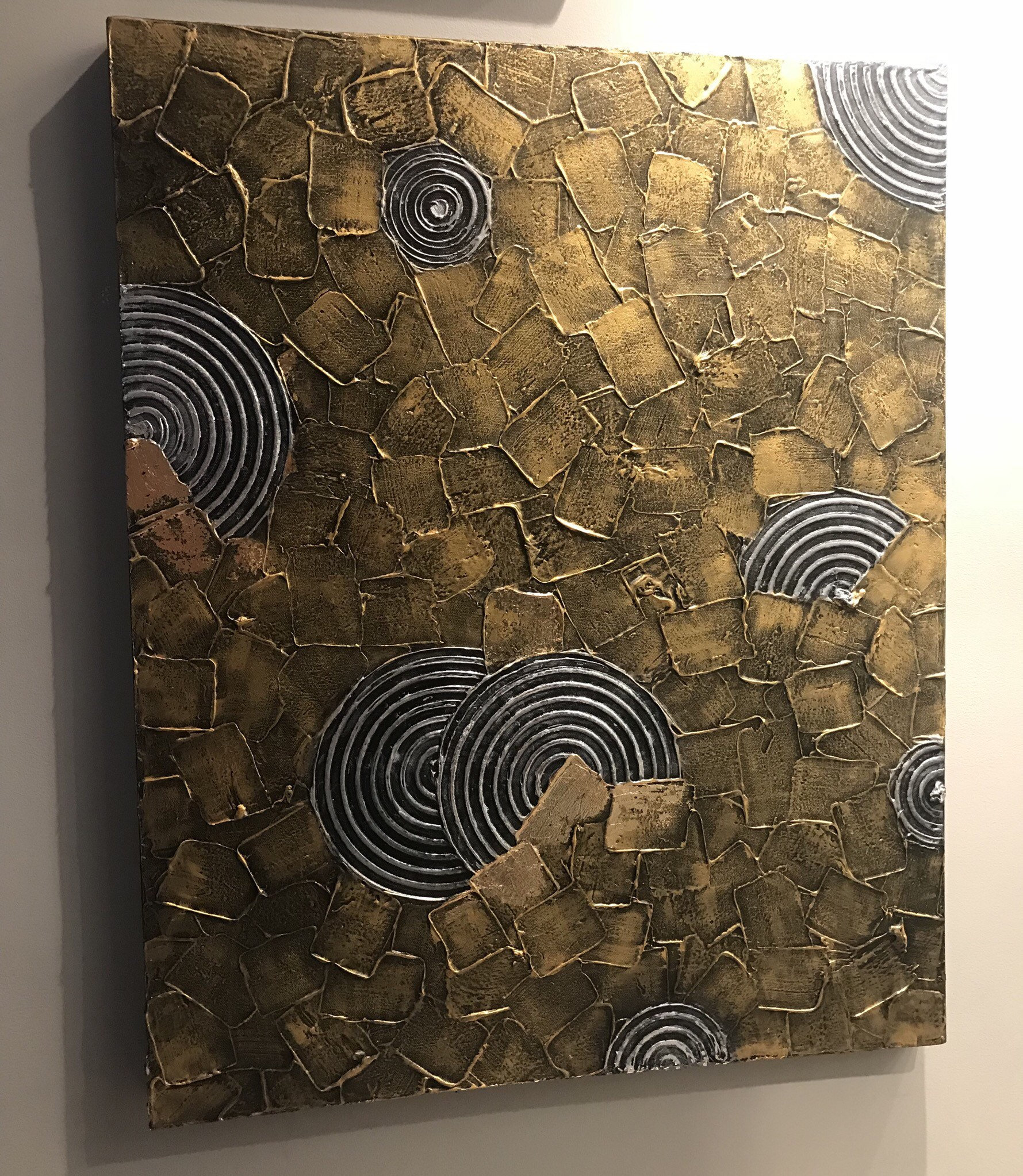 Modern Metallic Art Silver Gold Sculpture on Canvas wall art Etsy