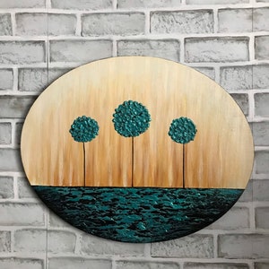 Kids room wall decor, blue lollipop trees painting, children birthday, boys room wall art image 5