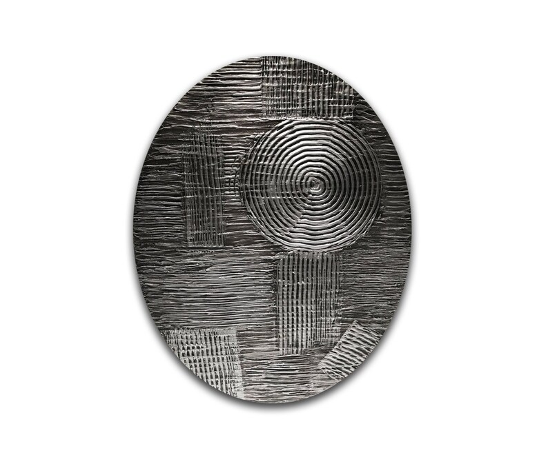 Metallic Silver Abstract Painting Impasto Modern Textured Etsy
