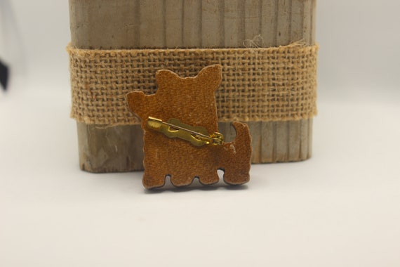Wooden Scottie Dogs Brooch 40s Pin Novelty Brooch - image 3