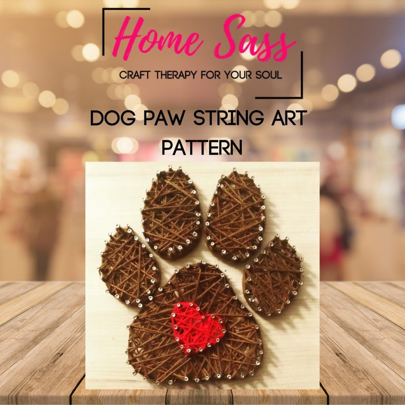 Paw Print With Heart String Art Pattern and DIY Instructions - Etsy Finland