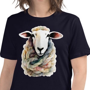 Schaf - Aquarell - Garn - entspanntes Frauen-T-Shirt