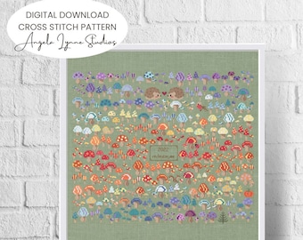 Cross Stitch Pattern - High Low Temperature Stitch-along - Mushroom Patch