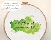 Cross Stitch Pattern - Not all those who wander are lost - Lord of the Rings - Watercolor