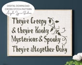 Cross Stitch Pattern - Addams Family - Main Theme - They're creepy & they're kooky