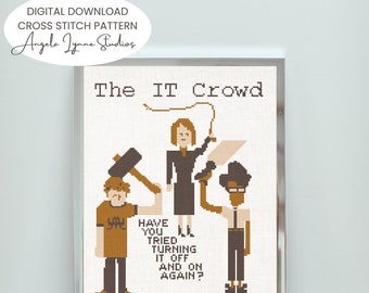 Modèle de point de croix - IT Crowd - Avez-vous essayé de l'éteindre puis de le rallumer ?