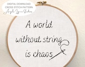 Cross Stitch Pattern - A world without string is chaos - Mouse Hunt