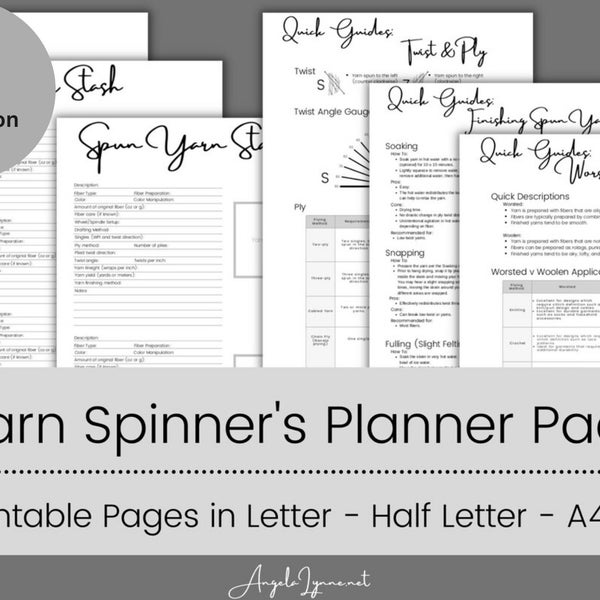 The Yarn Spinner's Planner - 19 Printable Pages/Planner Inserts - Instant Download PDF - 4 sizes - Letter, Half Letter, A4, A5