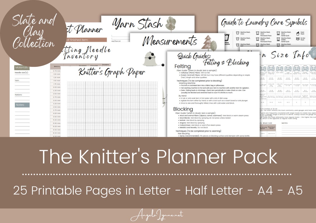 Knitting Planner | Printable Knitting Project Guide & Yarn Stash ...